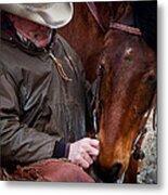 Cowboy And His Horse Metal Print