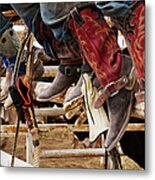 Cowboys Sitting On A Cattle Stall Metal Print