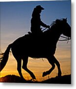 Cowgirl At Sunrise Metal Print