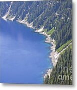 Crater Lake And Fir Lined Slopes Metal Print
