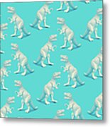 Creative White Painted Dinosaur Pattern Metal Print