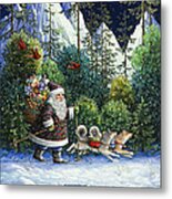 Cross-country Santa Metal Print