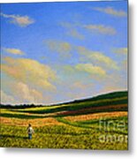 Crossing The Field Metal Print