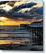 Crystal Pier Sunset Pb Metal Print