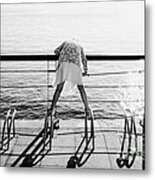 Curious Girl By The Sea Metal Print