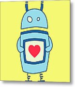Cute Clumsy Robot With Heart Metal Print