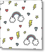 Cute Colorful Seamless Pattern Of Hand Metal Print