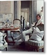 Cy Twombly Sitting In His Apartment Metal Print