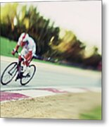 Cyclist In A Circuit Metal Print