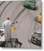 Dale Earnhardt Wins Daytona 500-checkered Flag Metal Print