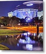 Dallas Cowboys Stadium At Night Att Arlington Texas Panoramic Photo Metal Print