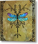 Damselfly Nouveau Metal Print