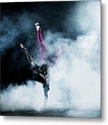 Dancer Surrounded By Smoke Metal Print
