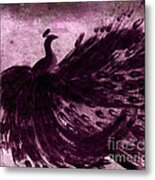 Dancing Peacock Plum Metal Print