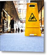 Danger Sign In A Shopping Mall Metal Print