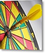 Dart On A Dartboard Metal Print