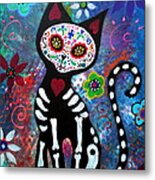 Day Of The Dead Cat Metal Print