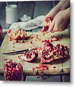 De-seeding Pomegranates Metal Print