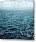 Deep Blue Sea With Clouds And West Coast Of Haiti Metal Print