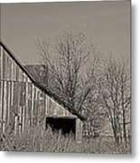 Deserted Kansas Barn In Sepia Metal Print