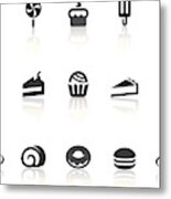 Dessert Icons | Simple Black Series Metal Print
