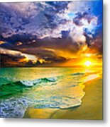 Destin Florida-purple Sunset Over The Beach Art Prints Metal Print