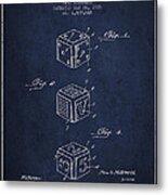 Dice Apparatus Patent From 1925 - Navy Blue Metal Print