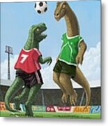 Dinosaur Football Sport Game Metal Print