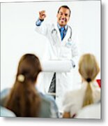 Doctor Giving A Speech On  Seminar. Metal Print