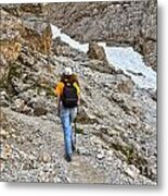 Dolomiti - Hiker In Val Setus Metal Print