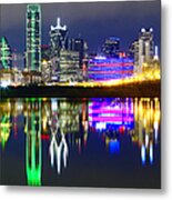 Downtown Dallas Skyline Reflections Metal Print
