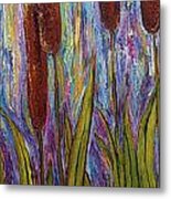 Dragonflies And Bulrushes Metal Print