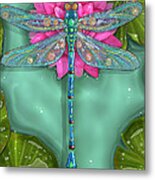 Dragonfly And Water Lily Metal Print