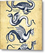 Dragons - Historiae Naturalis  - 1657 - Vintage Metal Print