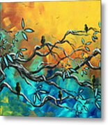 Dream Watchers Original Abstract Bird Painting Metal Print