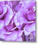 Dreamy Shabby Chic Purple Lavender Paris Roses - Dreamy Lavender Roses Cottage Floral Art Metal Print