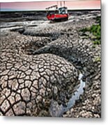 Dried Cracked Mud Metal Print