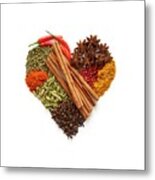 Dried Spices In Heart Shape Metal Print