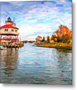 Drum Poiint Lighthouse Oil Abstract Metal Print