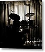 Drum Set On Stage Photograph Combo Jazz Sepia 3234.01 Metal Print