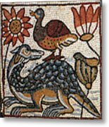 Duck And Crocodile, Byzantine Mosaic Metal Print