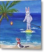 E Bunny At The Beach Metal Print