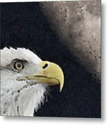 Eagle And Moon Painterly Metal Print
