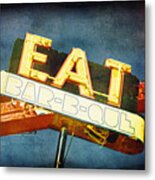 Eat Barbecue Vintage Sign - Textured Photo Art Metal Print