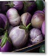 Eggplants At A Farmers Market Metal Print