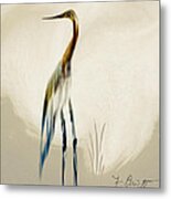 Egret In Autumn Abstract Metal Print