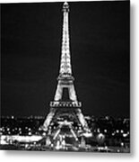 Eiffel Tower In Black And White Metal Print