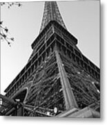 Eiffel Tower In Black And White Metal Print