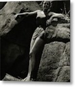 Eleanor Holm Posing Amongst Large Rocks Metal Print