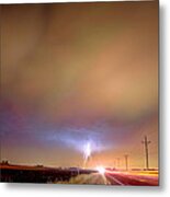 Electrical Charged Green Lightning Thunderstorm Metal Print